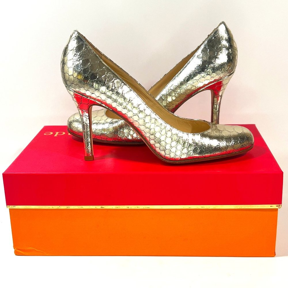 Kate Spade Karolina Gold / Metallic Snake Heels